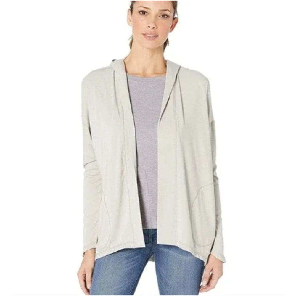 Indygena Open Front Lightweight Hooded Cardigan Grey Small